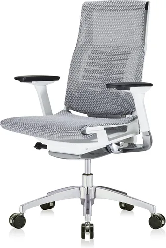 Vista 10 de POwerFIT Exec Silla Gris MESH ASIENTO Y Respaldo-Marco Blanco
