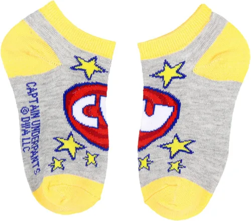 Vista 4 de Bioworld Captain Underpants - Calcetines invisibles de superhéroe para niños, 4 pares (10-4), Multi colorido