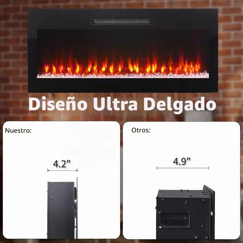 Vista 3 de Chimenea eléctrica de 36", 16 llamas ajustables, independiente/montada en pared/empotrada, inserto de chimenea de 1400W, chimenea eléctrica de pared