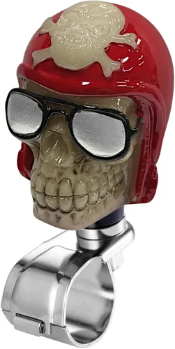 Vista 9 de Pilot Skull Car Suicide Power Handle Volante Pomo giratorio Resin Skull Brodie Knob, Hot Rod Style Steering Turning Aid Fit Most Agricultural