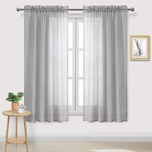 Vista 51 de DWCN Cortinas Transparentes Aqua de Voile Semitransparente con Bolsillo para Barra para Dormitorio y Sala de Estar, 36 x 36 pulgadas de Largo, Juego