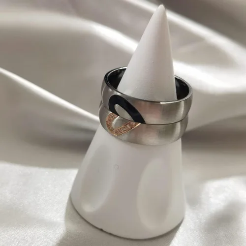 Vista 4 de Anillos de corazón para él y ella a juego para parejas, parejas, parejas, parejas, juego de anillos de amor para mujeres, hombres, mujeres, hombres