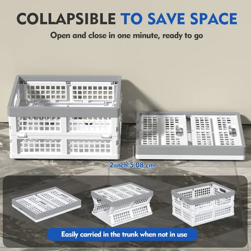 Vista 3 de 4 paquetes de cajas plegables para leche de 15 litros, contenedor de almacenamiento Foldable Space-Saving Design, Plastic Stackable Utility