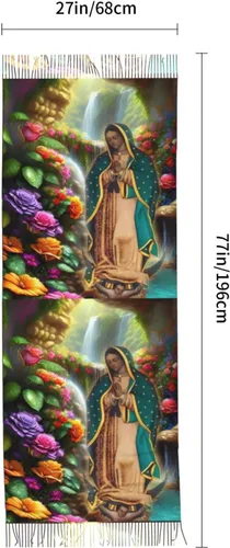 Vista 5 de Waygotee Our Lady Of Guadalupe Virgin Mary Soft Cashmere - Bufandas ligeras para mujer, chales grandes y envolturas de regalo de Navidad, Aa-08