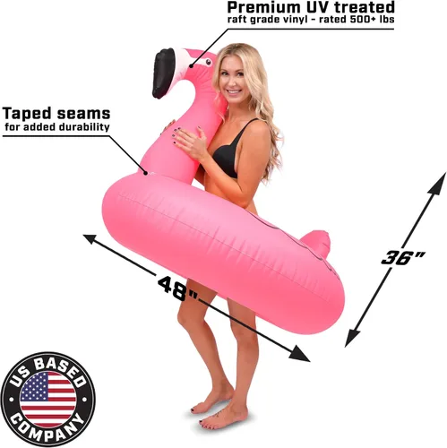 Vista 4 de GoFloats Flamingo Pool Float Party Tube - Inflatable Rafts, Adults