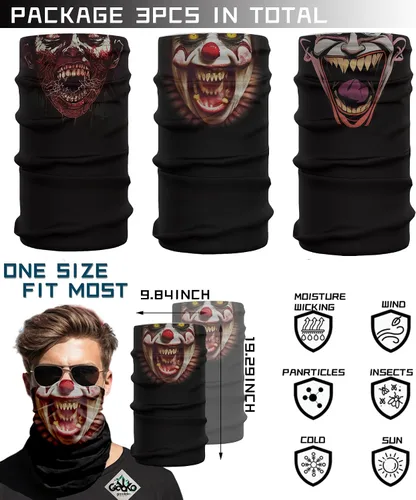 Vista 2 de Polainas para el cuello, protección solar UV sin costuras, bandana de calavera sin costuras, máscara de Gator Joker para hombres y mujeres, deportes