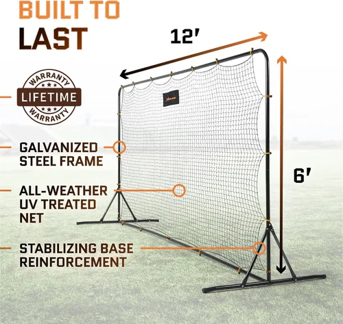 Vista 3 de Red de rebote de fútbol de 6 x 12 pies, equipo de entrenamiento de fútbol Portátil, fácil montaje, marco de acero Perfecto para practicar voleas