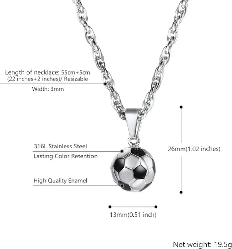 Vista 4 de PROSTEEL Collar con dije de fútbol 3D de acero inoxidable para fútbol baloncesto unisex joyería para niños niñas mujeres regalo para fanáticos