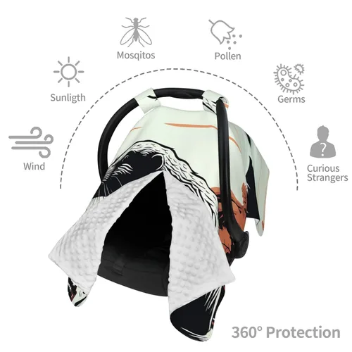 Vista 8 de Baby Car Seat Canopy Cover for Mom, Soft Breathable Nursing Breastfeeding Covers Multi Use Stroller Sun Shade Newborn Shower Gift，Black Beaver