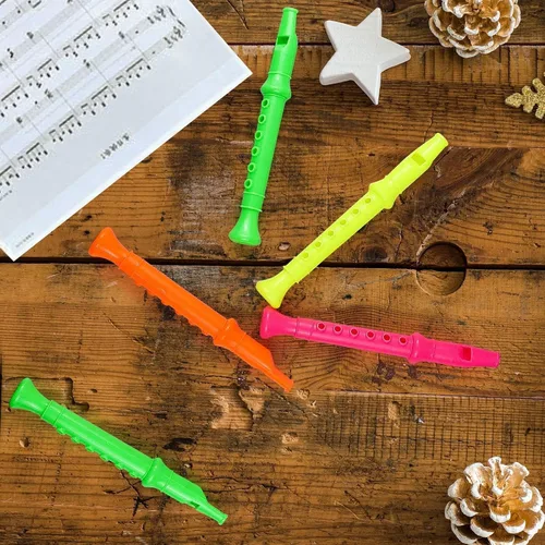 Vista 5 de Paquete de 12 grabadoras de plástico de 5.5 pulgadas para niños, flauta de colores mixtos, instrumento musical, juguete para recuerdos de fiesta