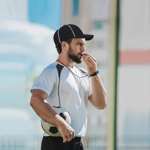 Vista 6 de BBTO Referee Hat and Whistle with Lanyard, Football Referee Costume