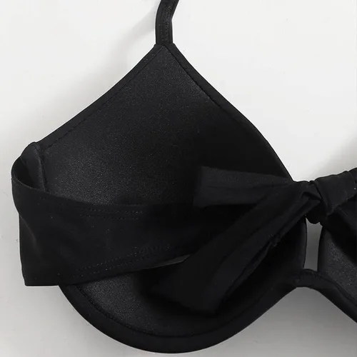 Vista 2 de 4-Jul - Traje de chándal de los años 80 para mujer, color negro, cuello colgante, sexy, traje de baño para mujer, traje de baño sexy a