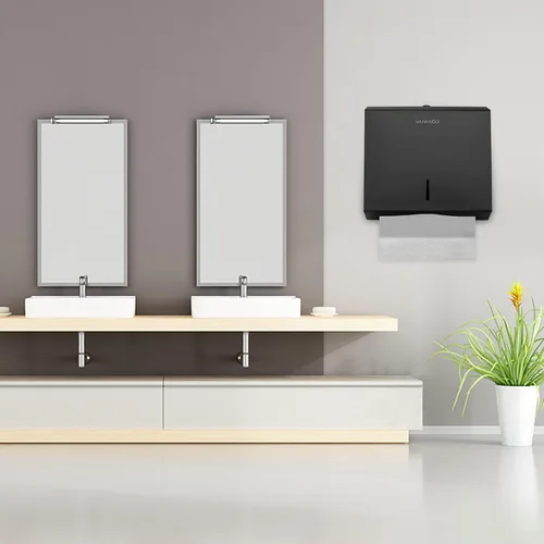 Vista 7 de Dispensador comercial de toallas de papel para montaje en pared, triple plegado/multiplegado/plegado en C, soporte de toallas de papel de acero