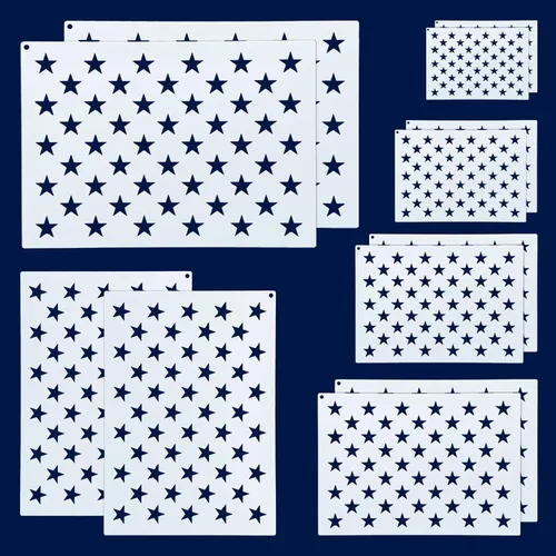 Vista 8 de WISYOK 4 plantillas para plantillas de bandera estadounidense de 50 estrellas, 4 tamaños, ideales para diseño de manualidades, proyecto del Día