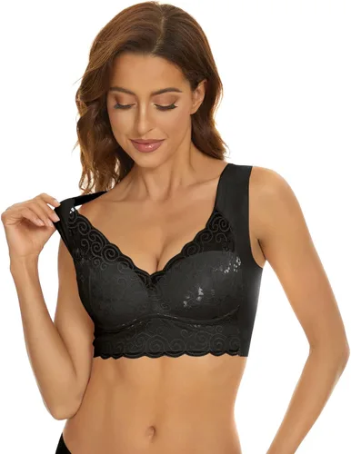 Vista 5 de Tops Pack U Back Sports Bra Strapless Support Bras Women Black Closure Black Bra Removable Straps Sign in Prime Black