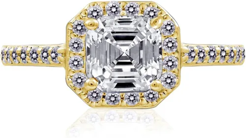 Vista 2 de Tienda Collection Sterling Silver Infinite Elements Cubic Zirconia Asscher Center Halo Ring