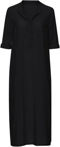Vista 45 de Vestido de manga larga para mujer, casual, de algodón, lino, con botones, maxivestidos tipo caftán, blanco y azul