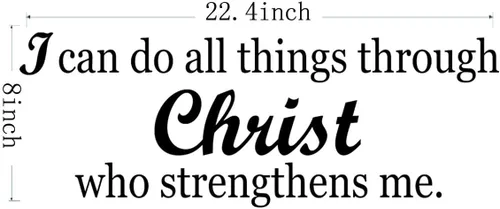 Vista 4 de Calcomanía de pared con texto en inglés "I Can Do All Things Through Christ Who Strengthens me" (22.4 x 8 pulgadas)