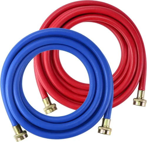 Vista 12 de 6 pies de mangueras premium de acero inoxidable para lavadora con codo de 90 grados, sin plomo, a prueba de explosiones, conexión NPT de 3/4