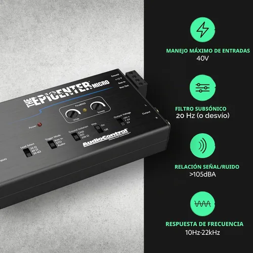 Vista 2 de AudioControl El procesador de restauración de micro graves EPICENTER y convertidor de salida de línea, amplificador de graves compacto de audio
