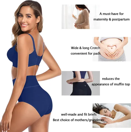 Vista 5 de K-CHEONY Women's Underwear, High Waist Cotton Breathable Full Coverage Panties Brief Multipack Regular and Plus