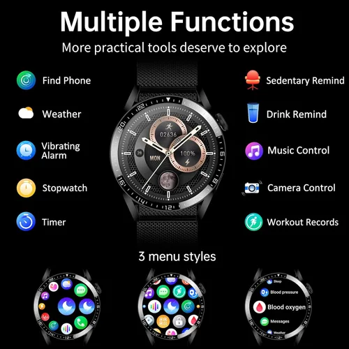 Vista 6 de Reloj inteligente para hombre (llamada/respuesta de llamada), reloj de seguimiento de actividad física con monitor de sueño de frecuencia cardíaca