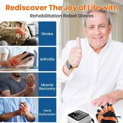 Vista 3 de Guante robot de rehabilitación para recuperación de accidente cerebrovascular, guante robótico de terapia de mano para dedos de mano izquierda