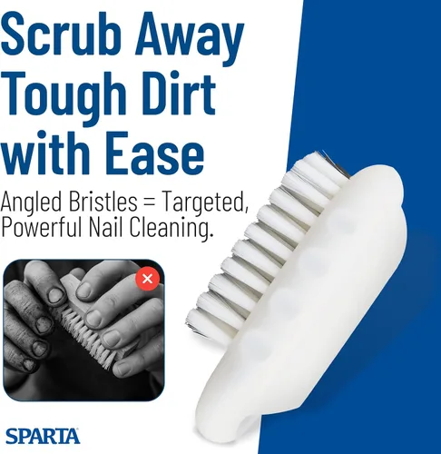 Vista 6 de Cepillo exfoliante para uñas SPARTA de grado comercial, cepillo resistente para manos y uñas con cerdas rígidas para jardineros, mecánicos y Blanco