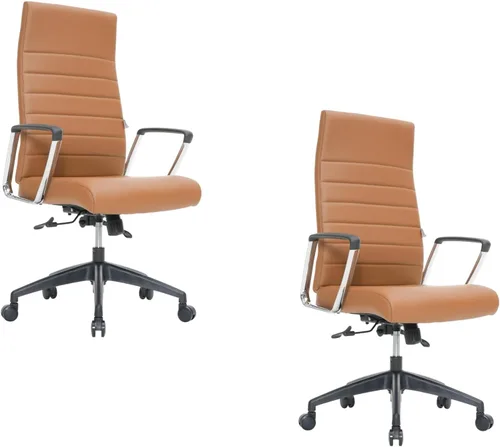 Vista 42 de LeisureMod Hilton Leather Executive Office Chair, Adjustable Height Negro