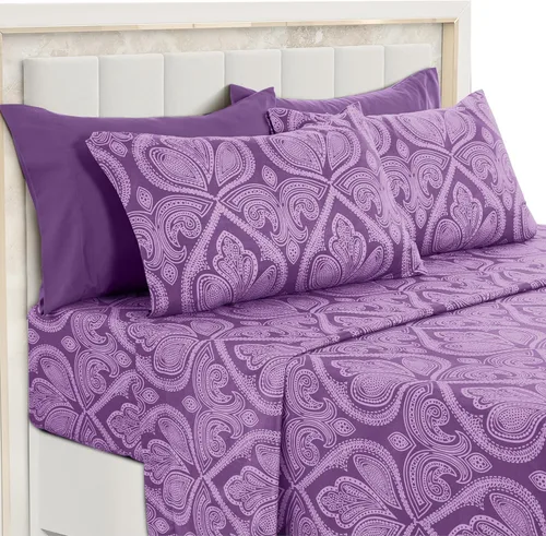 Vista 25 de LDC LUX Décor Colección - Juego de sábanas para cama de tamaño individual con estampado de cachemira – 4 piezas de sábanas de microfibra ultra
