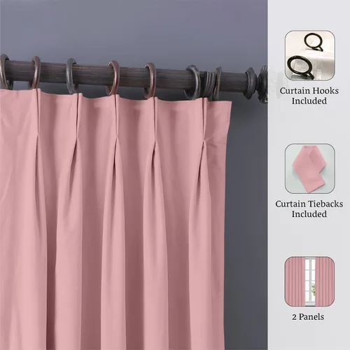 Vista 2 de Magic Drapes Cortinas plisadas de 84 pulgadas de largo, juego de 2 paneles de cortinas plisadas opacas para oscurecer la habitación, cortinas opacas