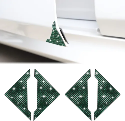 Vista 13 de TOMALL Protectores de borde de esquina de puerta de automóvil, 4 unidades, con diamantes de imitación brillantes, antiarañazos, calcomanía para AB