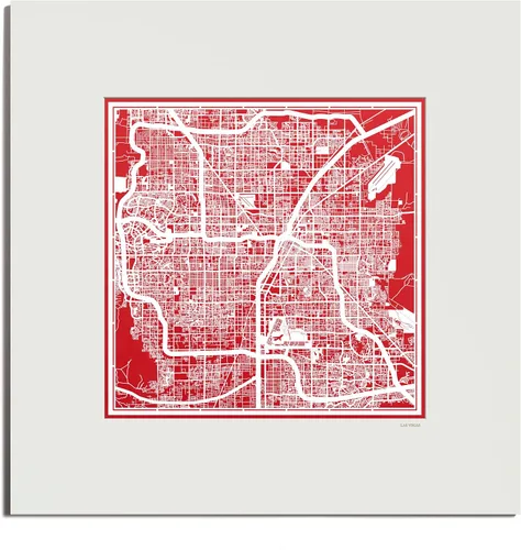 Vista 91 de O3 Design Studio San Diego, CA Paper Cut Map Matted Grey 20x20 in Paper Art