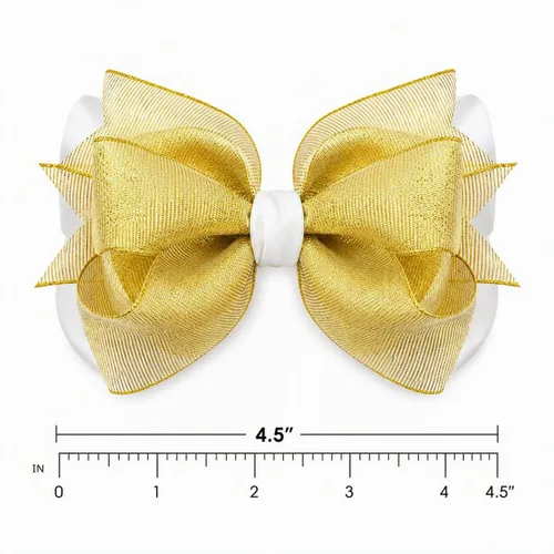 Vista 2 de juDanzy Lazo grande con clip de pelo dorado y crema para niñas