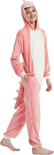 Vista 3 de CALANTA Mono de dinosaurio para adultos, disfraz de dragón T-Rex Animal para mujer, pijama de felpa de una pieza, cosplay, Halloween, Navidad
