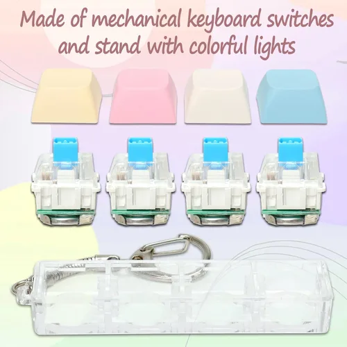 Vista 3 de Juguetes de fidget de teclado para adultos, clicker de teclado con luz LED, llavero de juguetes sensoriales divertidos de fidget para ansiedad