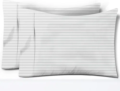Vista 24 de TEXAS LINEN CO. Juego de 4 fundas de almohada tamaño queen de 100% algodón egipcio - Fundas de almohada de lujo de 600 hilos tamaño queen/estándar