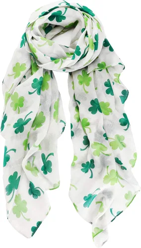 Vista 4 de Skylety St. Patrick's Day - Bufanda larga con estampado de Shamrock Shawl irlandés
