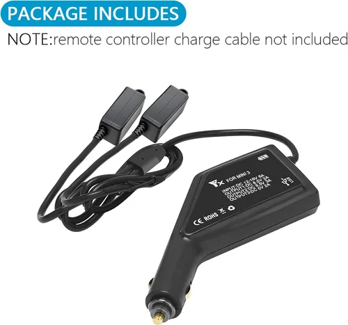 Vista 6 de Hanatora Cargador de batería para coche para DJI Mini 5 4 3 Pro, Mini 3 Drone, 3 en 1 (USB + 2 x Batería) Accesorios de concentrador de carga rápida