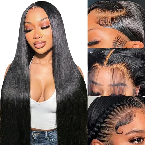 Vista 13 de Pelucas de cabello humano lacio con encaje frontal de 13 x 6 pulgadas, densidad del 200%, pelucas de cabello humano lacio de 22 pulgadas