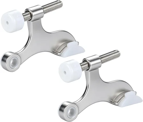 Vista 12 de HOME MASTER HARDWARE Tope de puerta con pasador de bisagra, paquete de 2 topes de puerta ajustables resistentes de color negro mate con parachoques