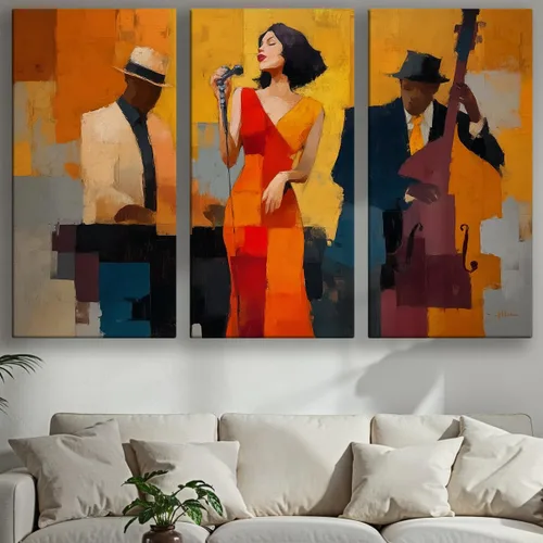 Vista 35 de LuxeWood Arte de Pared Musical en Lienzo - Impresiones Temáticas Musicales Medianas y Grandes para Sala de Estar, Oficina, Estudio, Airbnb