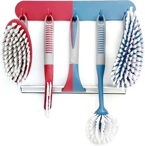 Vista 8 de Set de cepillos de limpieza de 3 piezas - Cepillo de limpieza para ducha con mango ergonómico y cerdas duraderas - Cepillo limpiador de lechada