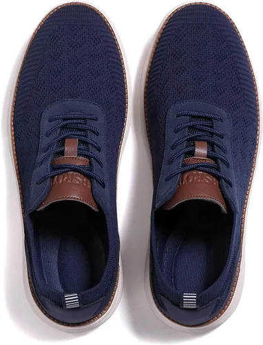 Vista 4 de Zapatos deportivos de vestir de moda para hombre, zapatos de malla Oxfords para caminar casuales de negocios, zapatos de tenis ligeros de punto