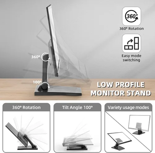 Vista 4 de WEARSON Soporte de monitor de perfil bajo – Soporte plegable para monitor táctil mini PC compatible con VESA 75 x 75 y 3.937 x 3.937 in soportes