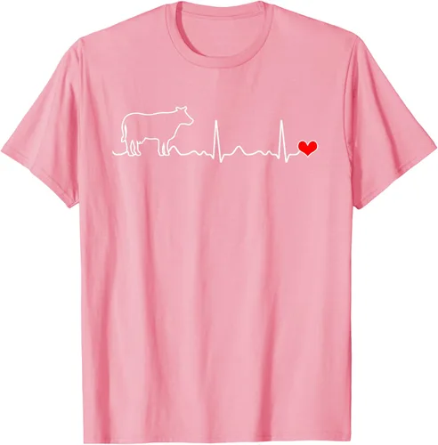 Vista 78 de Camiseta de paciente con corazón I Love My Cow Valve EKG Heartbeat Heart Pacient, Negro, S