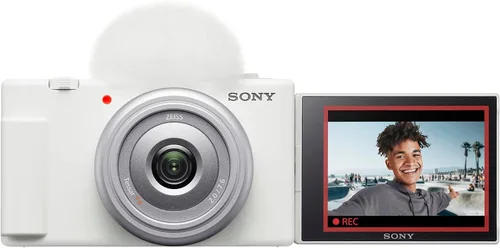 Vista 2 de Cámara Sony ZV-1F Vlog con video 4K y 20.1MP para creadores de contenido y vloggers, color blanco ZV-1F/W Modelo oficial de Sony USA Paquete