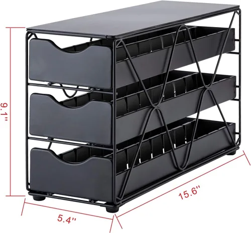 Vista 2 de FlagShip Nespresso Vertuo - Soporte para cápsulas de 60 cápsulas grandes, capacidad de 3 niveles Vertical Design Saves Counter Space Black Sturdy