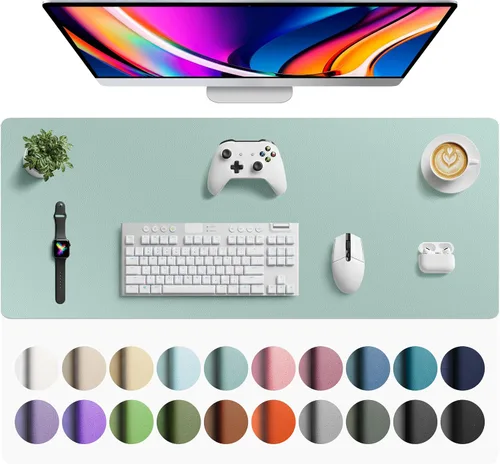 Vista 232 de Aothia - Protector de escritorio de cuero sintético grande, base antideslizante para mouse y superficie para escribir, impermeable, fácil de Agua