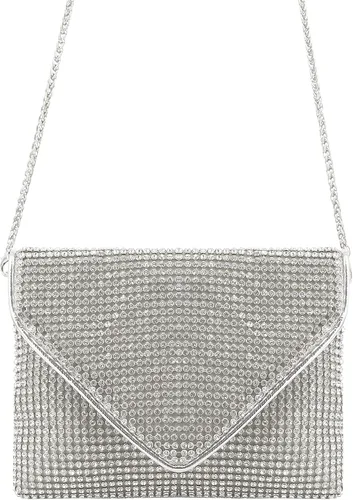 Vista 3 de Naimo Bolso cruzado con diamantes de imitación de cristal brillante para noche, sobre para teléfono celular, para fiesta, baile de graduación